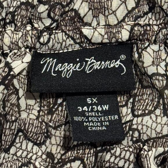 Maggie Barnes Top Floral Paisley Sheer Boho Off Shoulder Resort Brown Size 5X - Picture 3 of 6